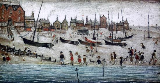 § Lawrence Stephen Lowry (1887-1976) The beach, 12 x 21in. and 7 x 10in.